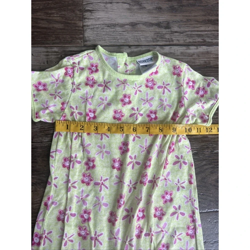 Vtg Oshkosh Girl Bubble Pant Romper Pink Flower Green 18 Months Summer‎